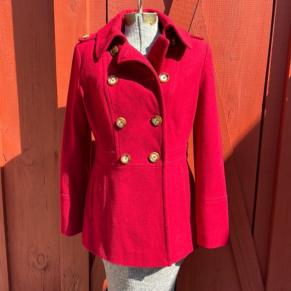 Michael by Michael Kors Red Wool Blend Pea coat Size S - Picture 2 of 6